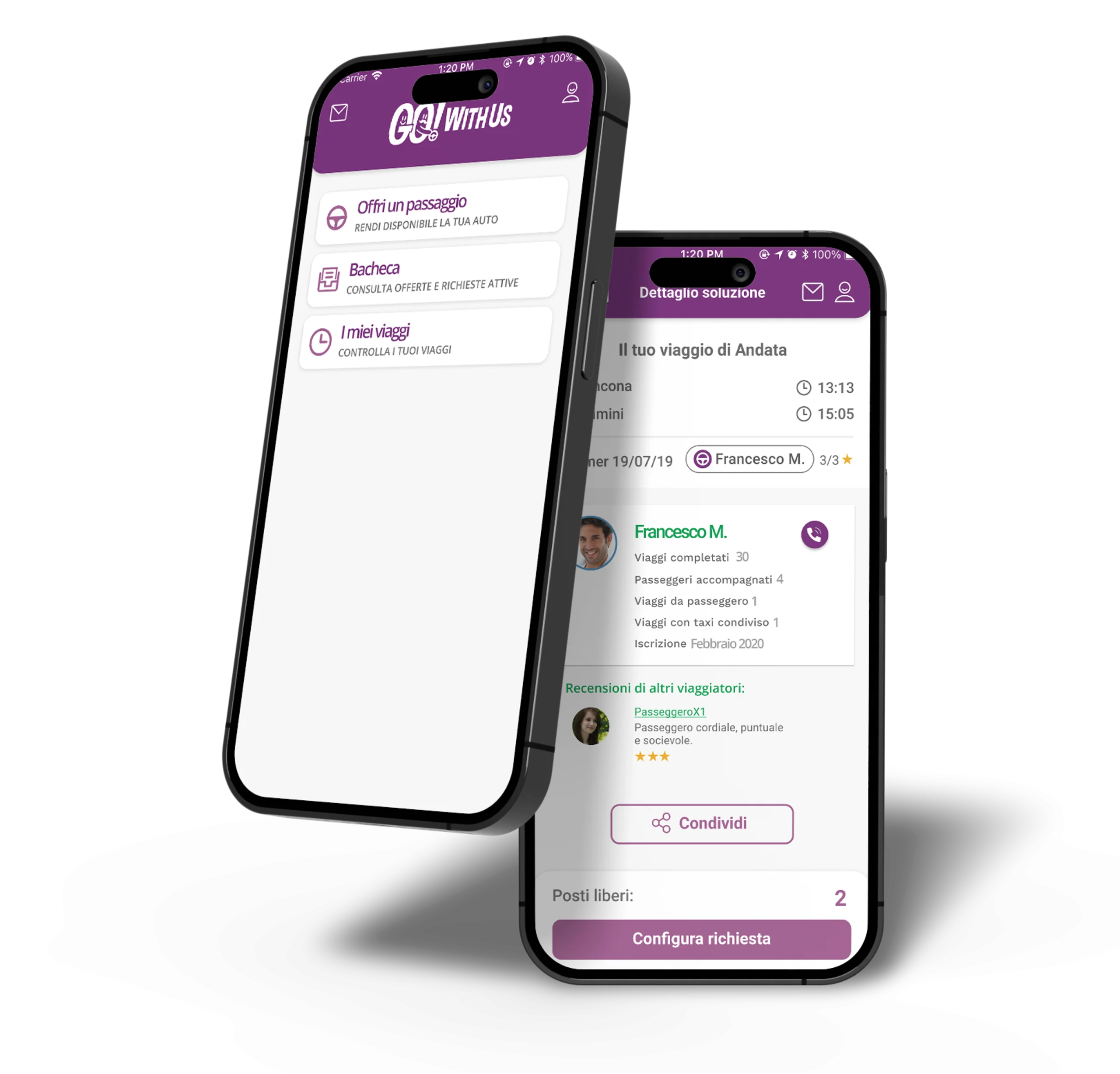 App mobile GoWithUs per la condivisione dei viaggi aziendali